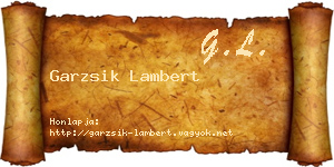 Garzsik Lambert névjegykártya